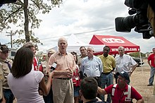 Photograph of an outdoor press conference