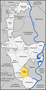 Poziția Dudenhofen pe harta districtului Rhein-Pfalz-Kreis