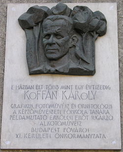 Koffán Károly emléktáblája Budapesten (XI. ker., Villányi út 38)
