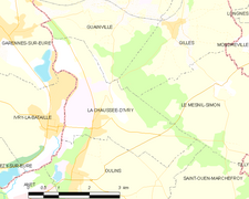 Carte de la commune de la Chaussée-d'Ivry.