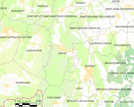 Mapa obce Sauve