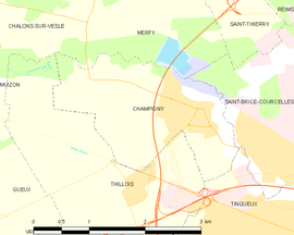 Mapa obce Champigny