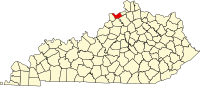 Locatie van Carroll County in Kentucky