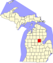 Harta statului Michigan indicând comitatul Gladwin