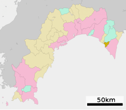 Location of Nahari in Kōchi Prefecture