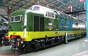 6. KW Eine English Electric Type 5 (British Rail Class 55) im National Railway Museum in York, Nordengland.