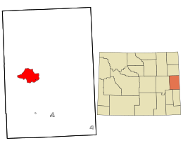 Location in Niobrara County and the state of Wyoming.