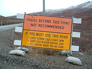 Road sign, 2 miles north of Nome, Alaska