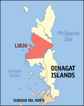 Libjo na Ilhas de Dinagat Coordenadas : 10°11'45.48"N, 125°31'58.25"E