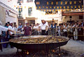 A giant seafood Paella being cooked on the Catalonian National Day ("Paella Day") 2003 in the village square of Cornudella de Montsant, Spain.