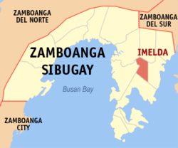 Bản đồ Zamboanga Sibugay với vị trí của Imelda.