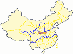 Čchin-ling na mapě Číny