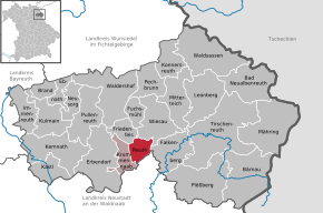 Poziția Reuth b.Erbendorf pe harta districtului Tirschenreuth