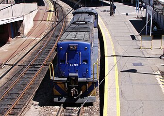 No. 34-102 in Spoornet blue livery with outline numbers at Bloemfontein, Free State, 14 October 2009
