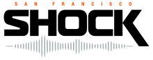 The logo for the San Francisco Shock features a seismograph in the shape of the San Francisco–Oakland Bay Bridge.