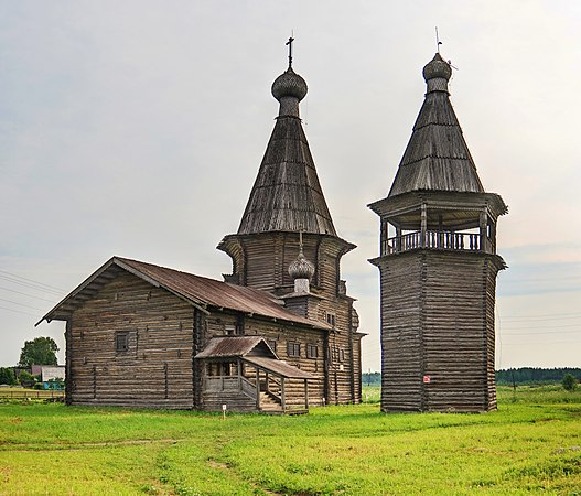 100. Церковь Иоанна Златоуста с колокольней, Саунино, Архангельская область. Автор — Ludvig14