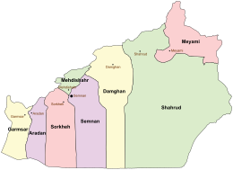 Shahrestān di Aradan – Mappa