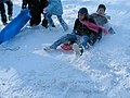 ソリで遊ぶ子供たち