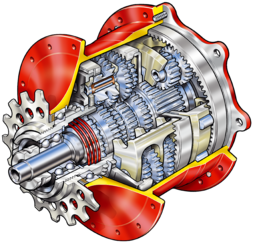 Schematic of a gear box "Speedhub" (14 Gang).