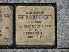 der Stolperstein für Fredi Goldfinger