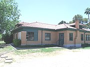 The D.J. Frankenberg House was built in 1915 and is located at 2222 S. Price Road in Tempe, Az. This house was built by Don Juan Frankenberg. Frankenberg and his family were pioneers and ranchers in the Tempe area as early as 1888. In 1915, D. J. Frankenberg built this house for his family on the family homestead. That same year, he was selected to experiment with Pima Long Staple Cotton as part of the program with the Government Experimental Farm (USDA) at Sacaton, Arizona. Cotton farming was successful in the Tempe area until the loss of the market in the 1920s. Listed in the National Register of Historic Places on January 2, 2008 reference #07001333.