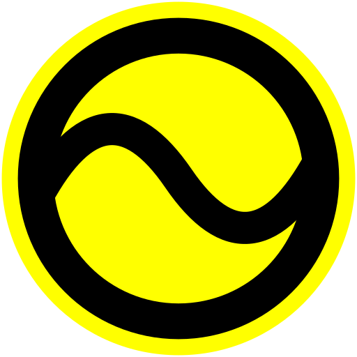 Symbol of Interlingue, the black tilde on the circular yellow background