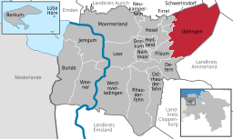 Läget för kommunen Uplengen i Landkreis Leer