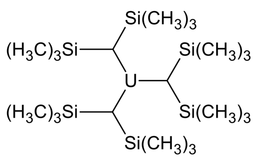 U[CH(SiMe₃)₂]₃ és el primer compost alquil d'urani que es va sintetitzar