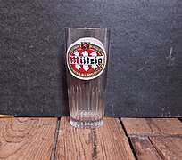 Vieux verre à bière Mützig Spéciale export-Bière d'Alsace.