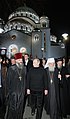 Vladimir Putin in front of Cathedral of Saint Sava