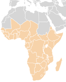 Map of members or potential members of the WAGGGS-Africa Region