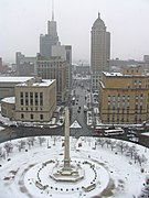 Buffalo City Hall view from Niagara Square to Lafayette Square