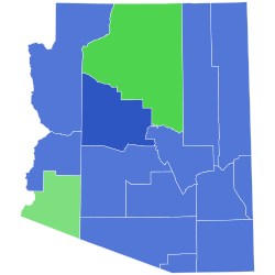 Popular vote share by county
Map legend
Biden - 40-50%
Biden - 50-60%
Sanders - 30-40%
Sanders - 40-50% 2020 Arizona Democratic presidential primary election results map by county (vote share).svg