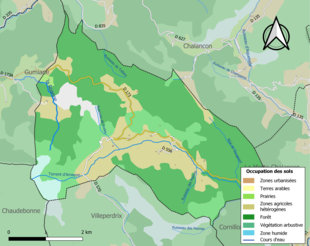 Carte en couleurs présentant l'occupation des sols.