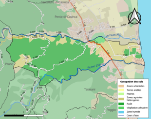 Carte en couleurs présentant l'occupation des sols.