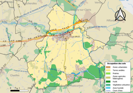 Carte des infrastructures et de l'occupation des sols de la commune en 2018 (CLC).