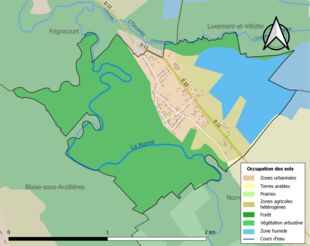 Carte en couleurs présentant l'occupation des sols.