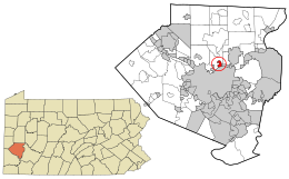 Расположение в округе Аллегейни и американском штате Пенсильвания.