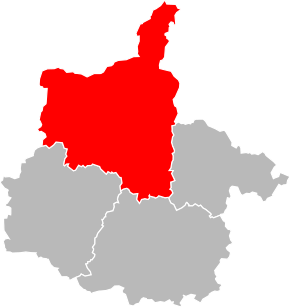 Arrondissement na mapě departementu Ardensko