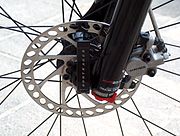 A mountain bike front disc brake