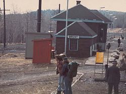 Arriving by train CNR Brent, Ontario, in the 1970s