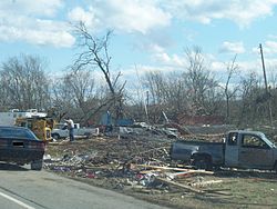 Destroyed post office in Castalian Springs, Tennessee