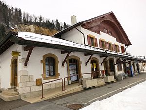 Two-story chalet-style building