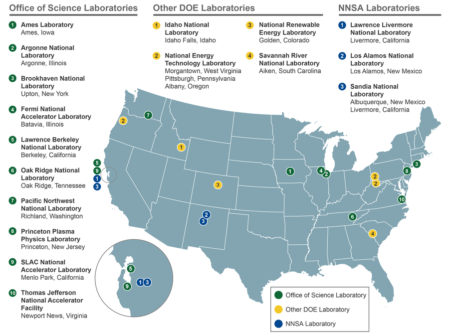 Mapa dos 17 laboratorios nacionais no ano 2014