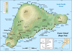 Топографічна мапа острова Пасхи, Чилі