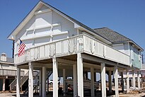 Stilt house located on Galveston Island