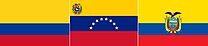 Drapeaux de la Colombie, du Venezuela et de l’Équateur.