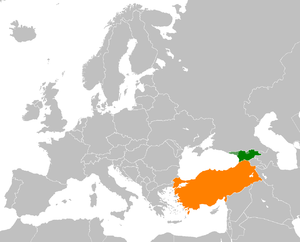 Mapa indicando localização da Geórgia e da Turquia.