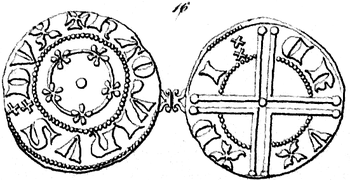 Pfennig-Münze Håkon Magnussons in seiner Zeit als Herzog (um 1290).