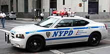 A New York City Police Department cruiser vehicle